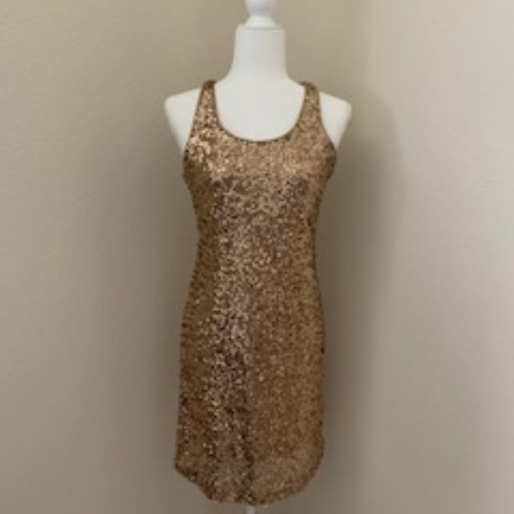 INC Gold Sequin Racerback Dress